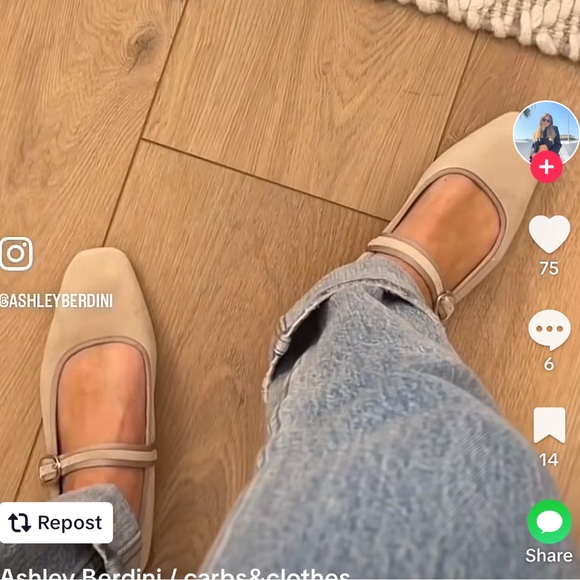 Zara Flat ballet Velvet Mary Jane Shoes Buckled strap comfort Sole Taupe Neutral - Picture 4 of 15